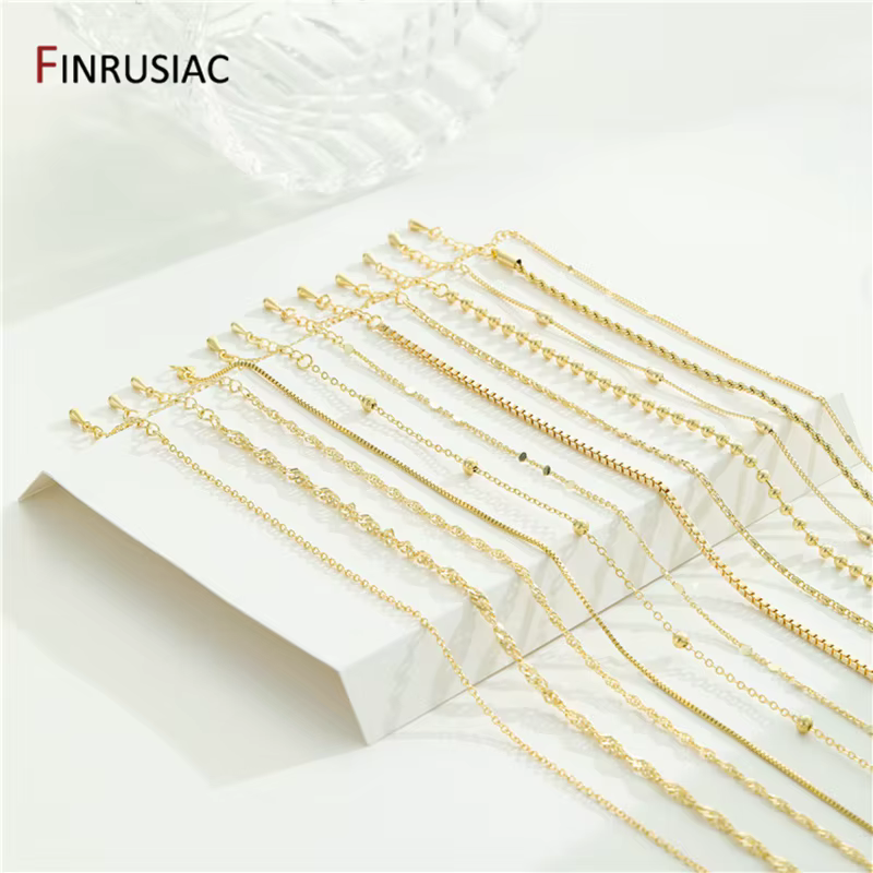 Chaînes de collier plaquées or véritable 14K pour la fabrication de bijoux