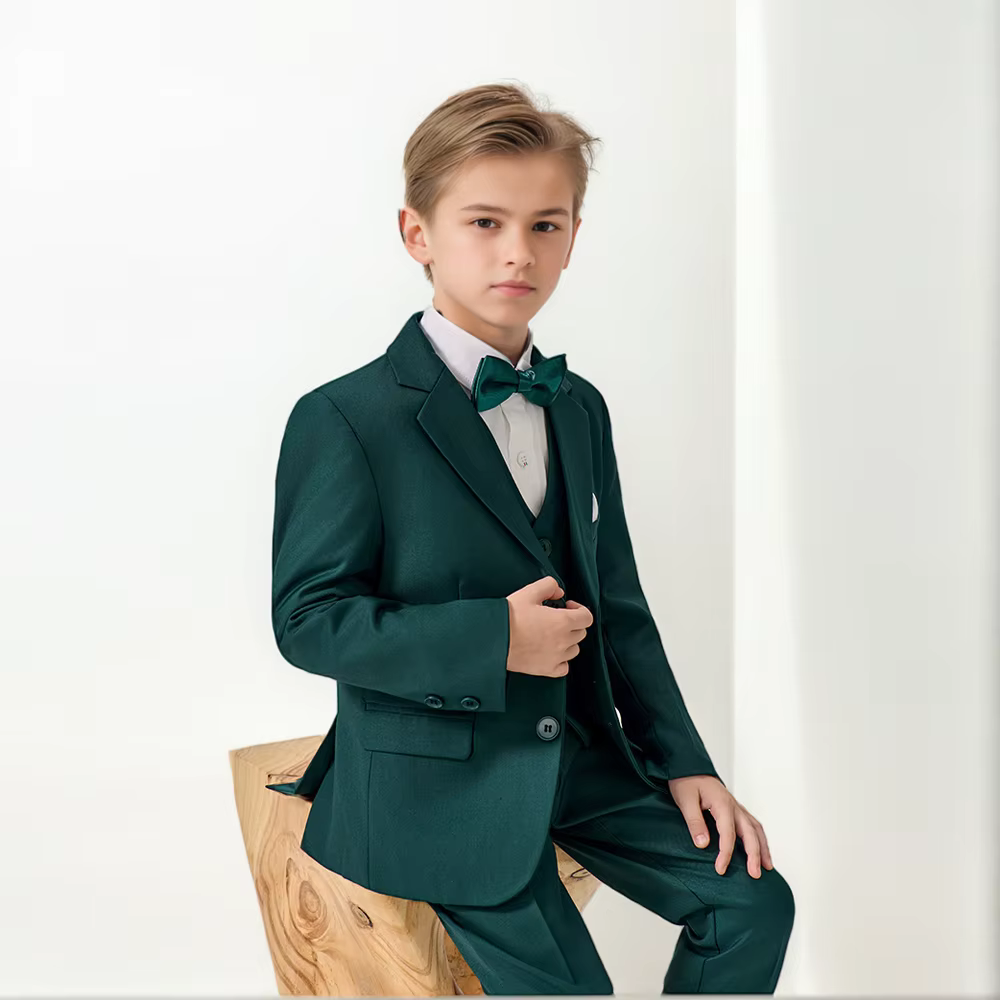 Ensemble de Costume vert haut de gamme pour garçons