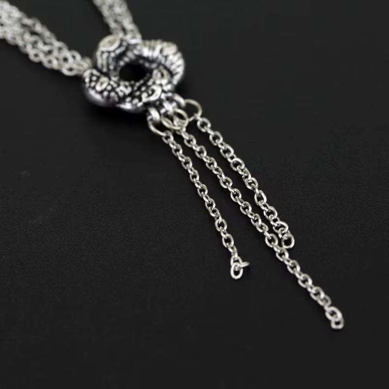 Collier Vintage Plaqué Argent avec Noeud d'Amour pour Femme