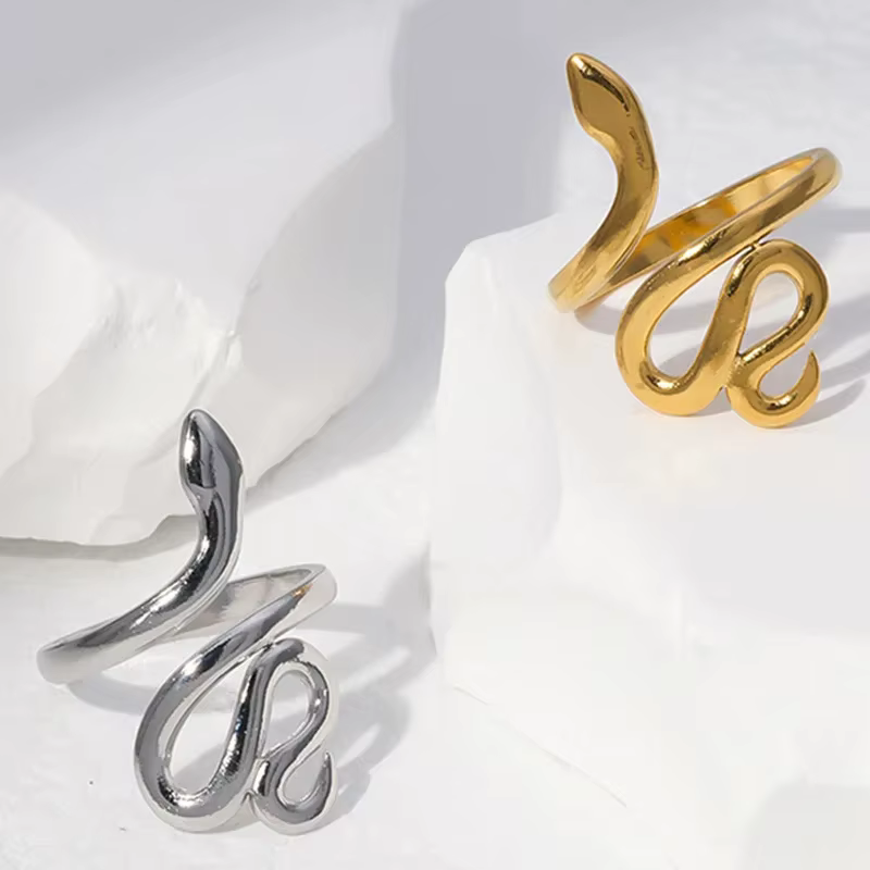 Bagues serpent en acier inoxydable pour femmes et hommes
