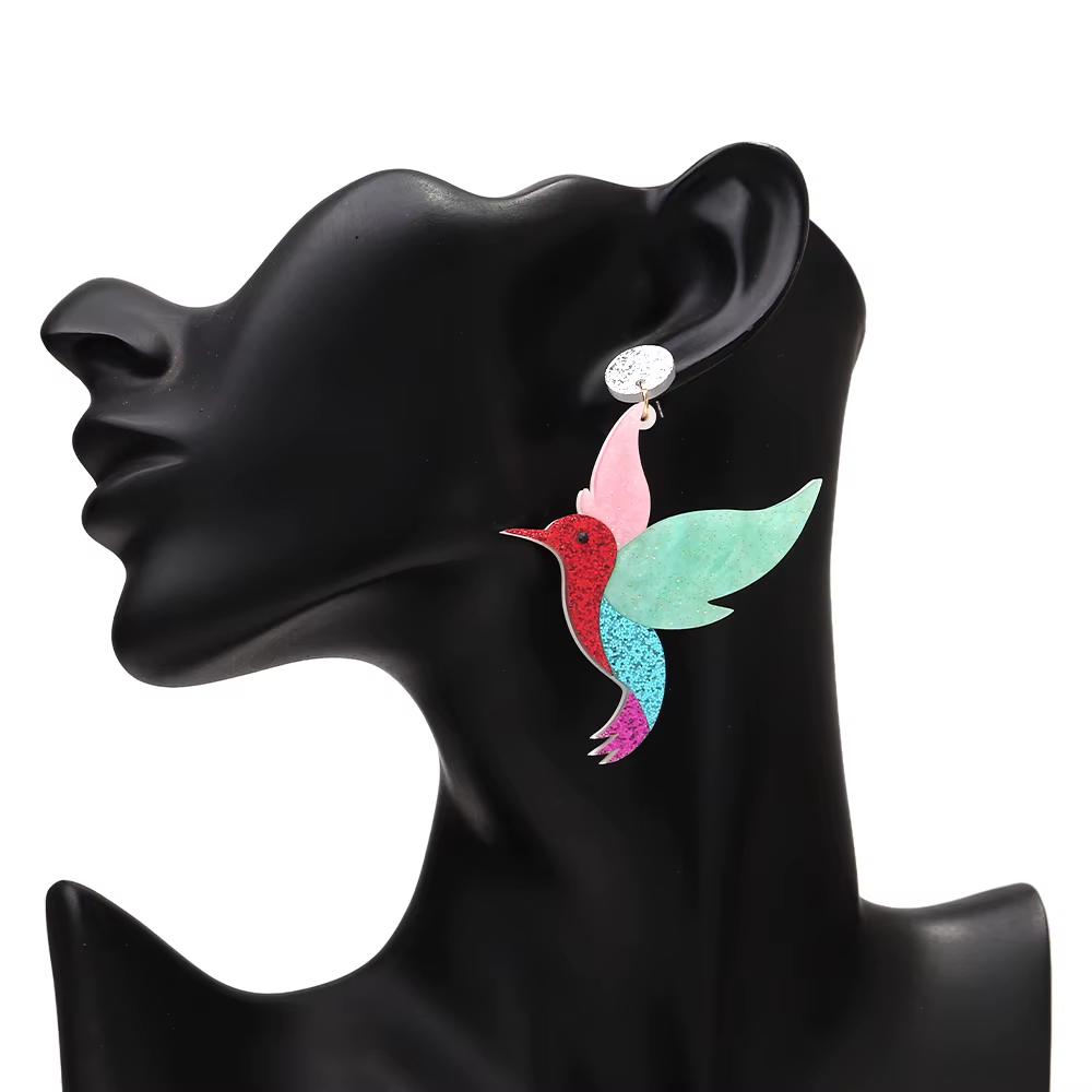 Boucles d'oreilles pendantes amusantes en acrylique scintillant