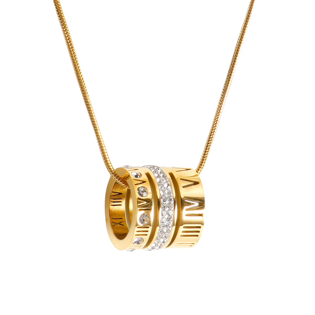 Collier incrusté de bijoux en acier inoxydable pour femme