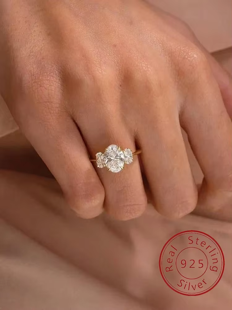 Bague classique scintillante en argent Sterling 925 pour femmes