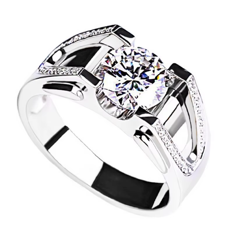 Bague unisexe plaquée or rose et platine
