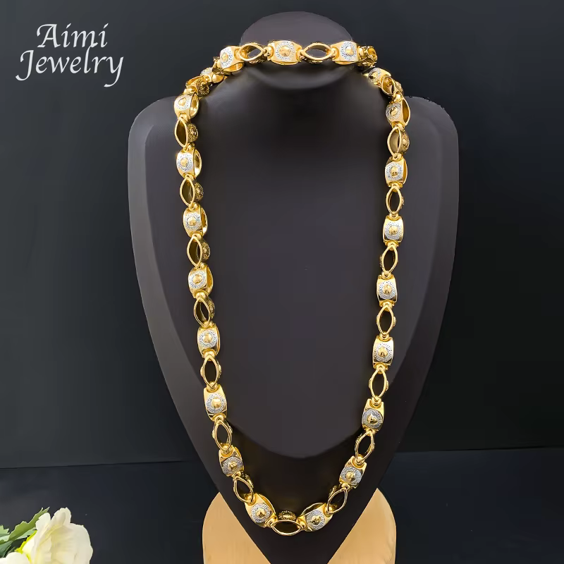 Original Hip Hop longue chaîne doré tour de cou Top qualité 18K plaqué or ensemble de bijoux collier Bracelet ensembles