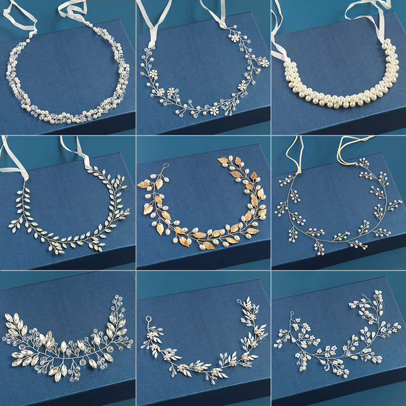 Vigne de cheveux en perles de cristal pour femmes