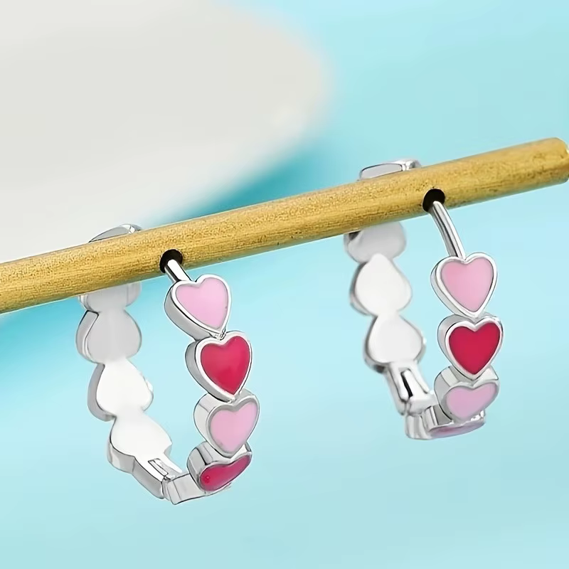 Boucles d'oreilles en forme de cœur en acier inoxydable pour femmes