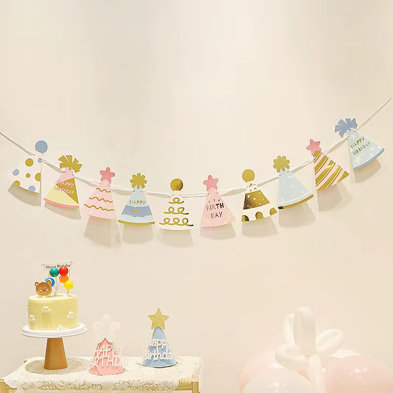 Banderoles de chapeau d'anniversaire pour réception-cadeau pour bébé
