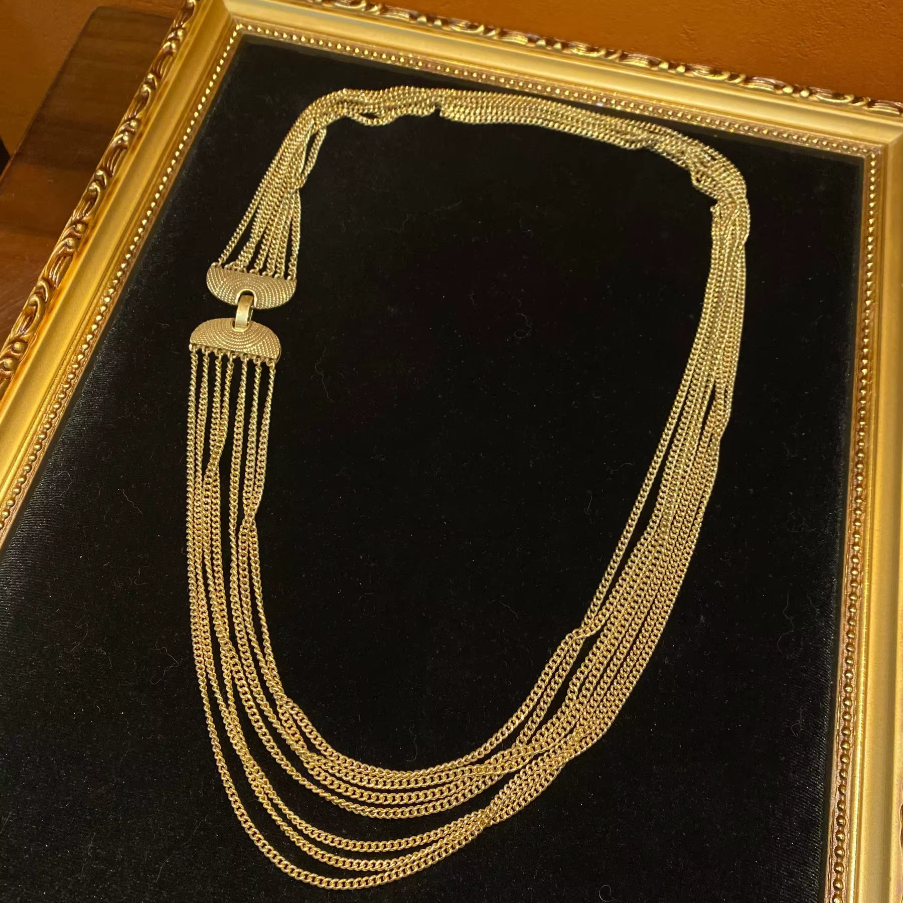 Collier multicouche en Bronze Antique occidental plaqué or 18 carats