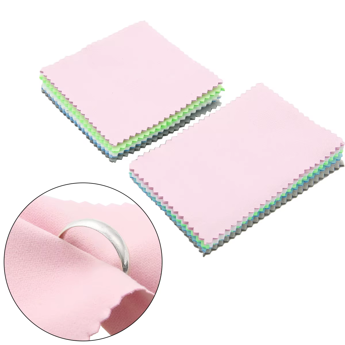50 pcs/pack 8 cm * 8 cm bijoux polissage couleur rose tissu vernis chiffon de nettoyage soin pour 925 propre
