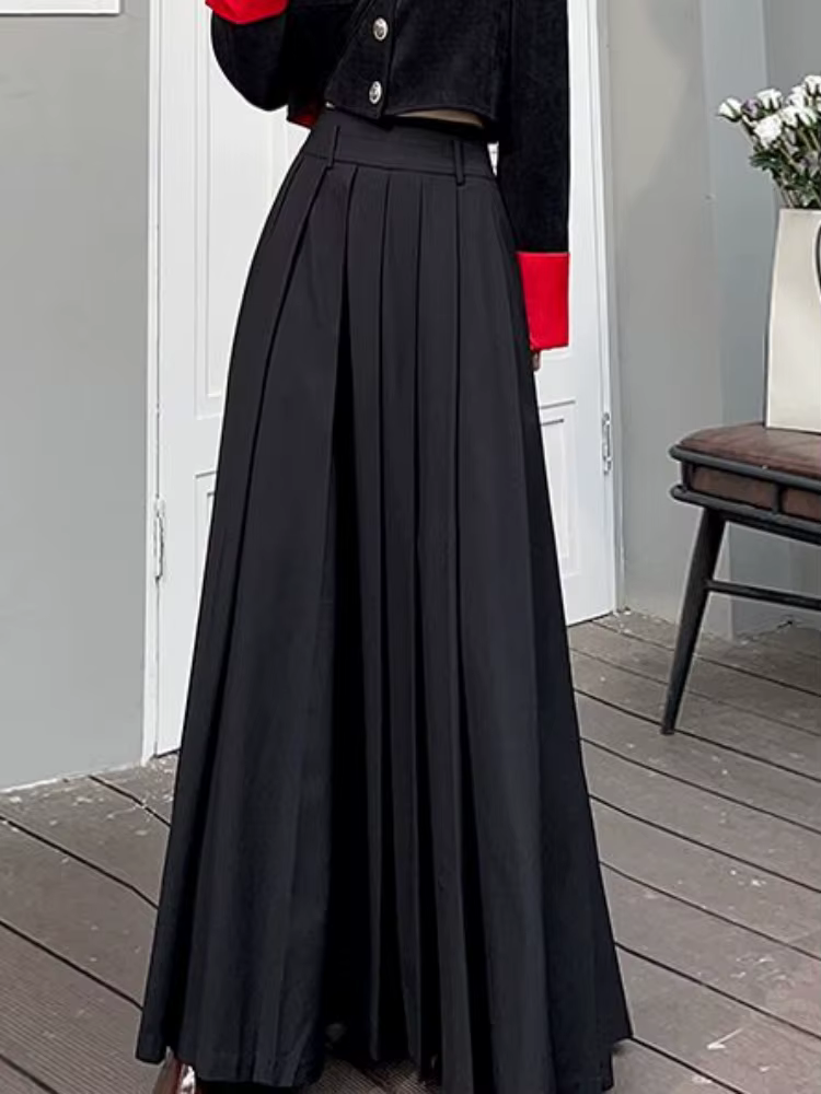 Jupes femmes printemps plissé longueur de plancher solide Simple classique gracieux populaire nouvellement jeune élégant Cool Style coréen offre spéciale