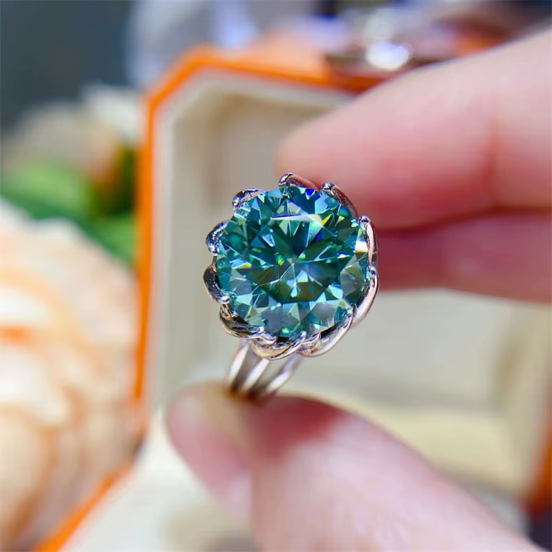 BXINY 3/5CT bague Moissanite verte 925 en argent Sterling fleur de Lotus diamant de laboratoire pour les femmes bracelet de mariage bijoux fins cadeau avec GRA