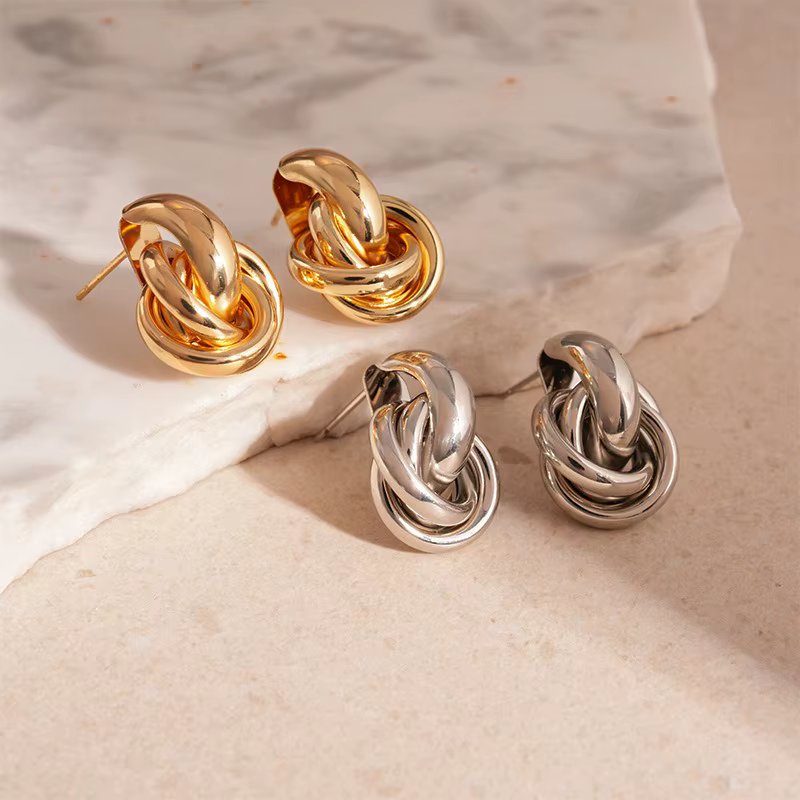Boucles d'oreilles torsadées en acier inoxydable pour femmes et filles