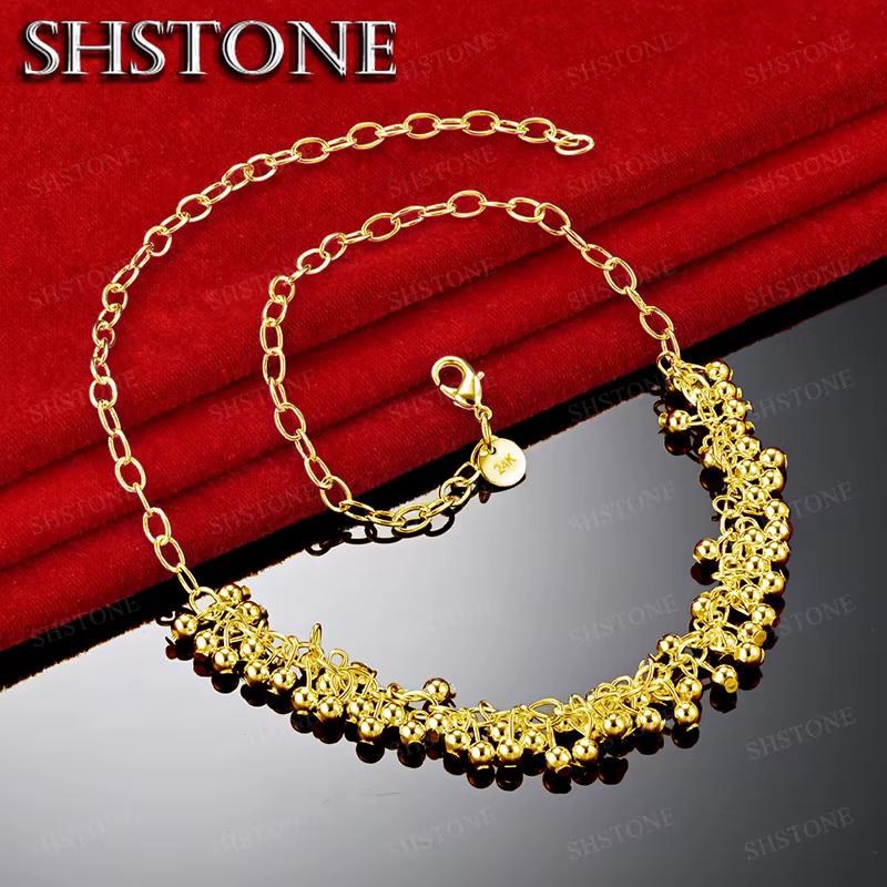 Collier en or 18 carats avec perles en forme de grappe de raisin pour femme