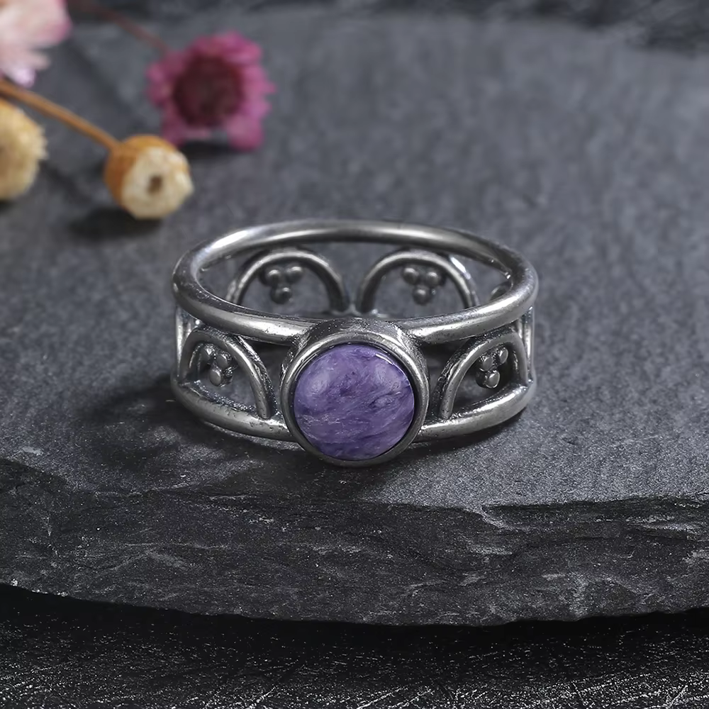 Bague ronde en argent pour femmes