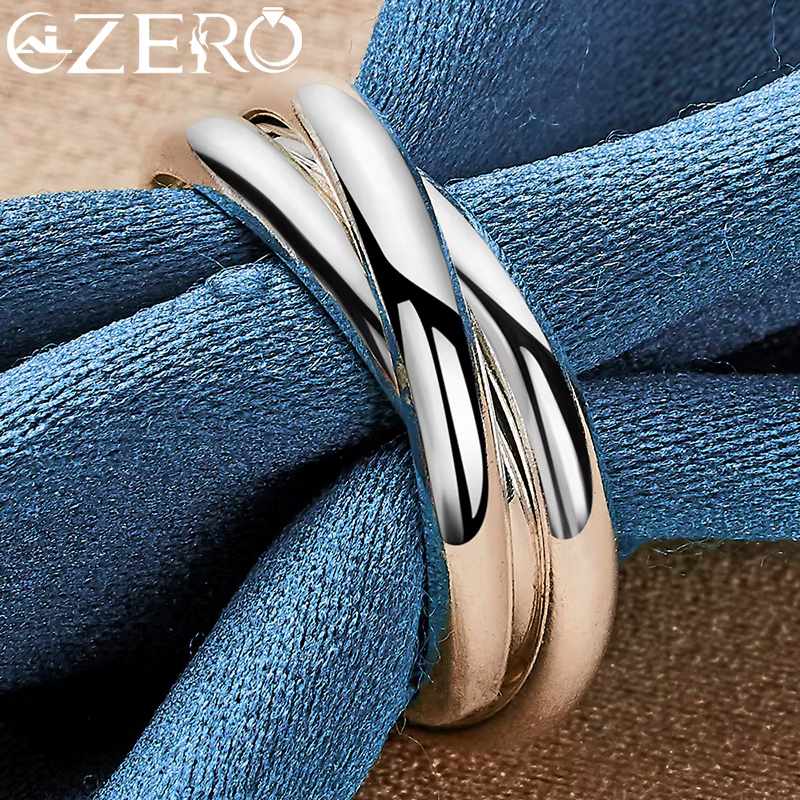 ALIZERO – bague à trois cercles en argent Sterling 925 pour femmes et hommes