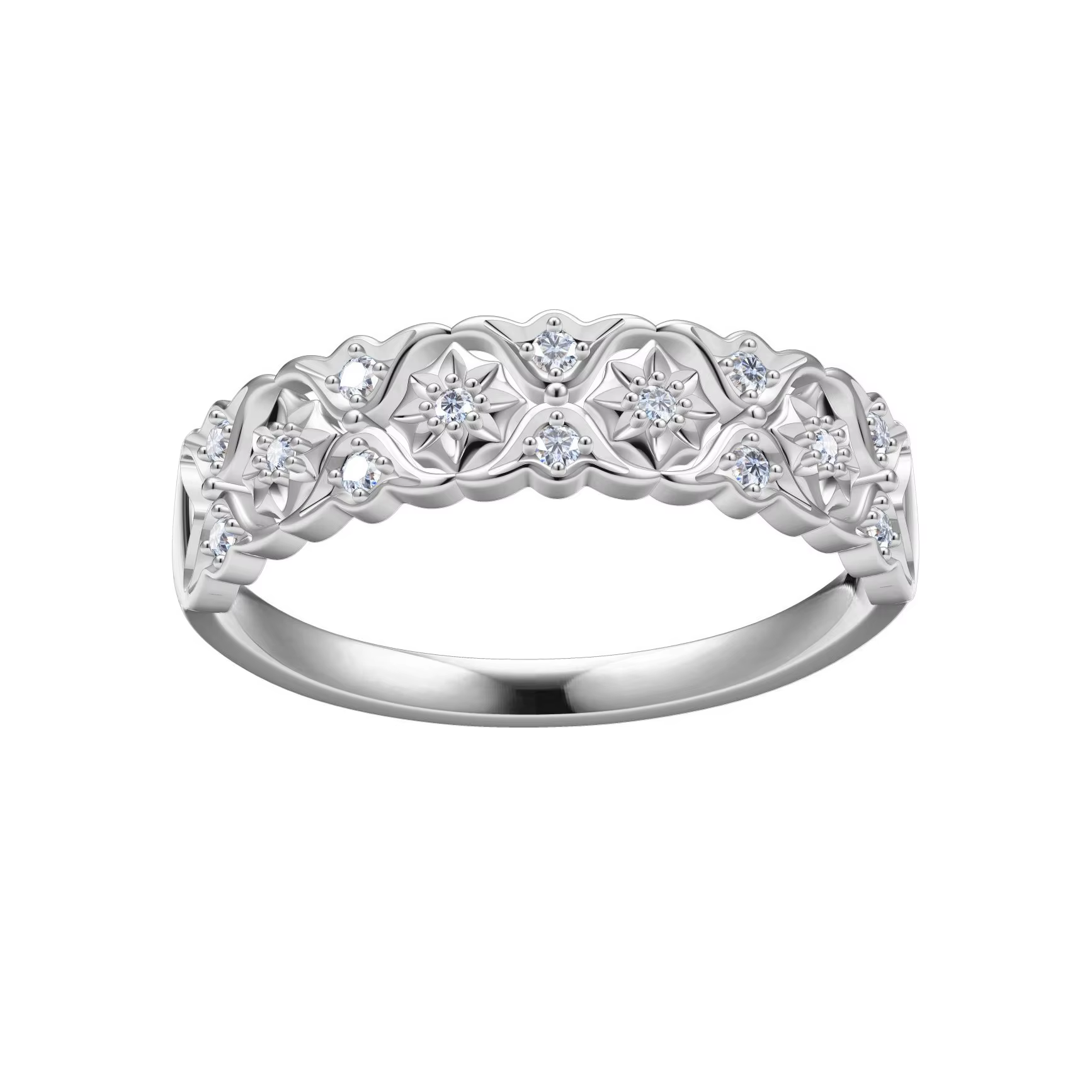 DEF couleur 0.1ctw coupe ronde HPHT Cvd laboratoire diamant alliance véritable bague en or blanc 10k pour les femmes
