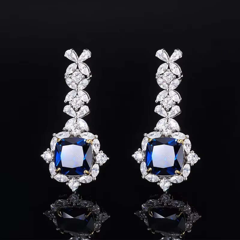 Boucles d'oreilles de luxe Bellux Fine Jewelry en argent S925 avec zircon synthétique