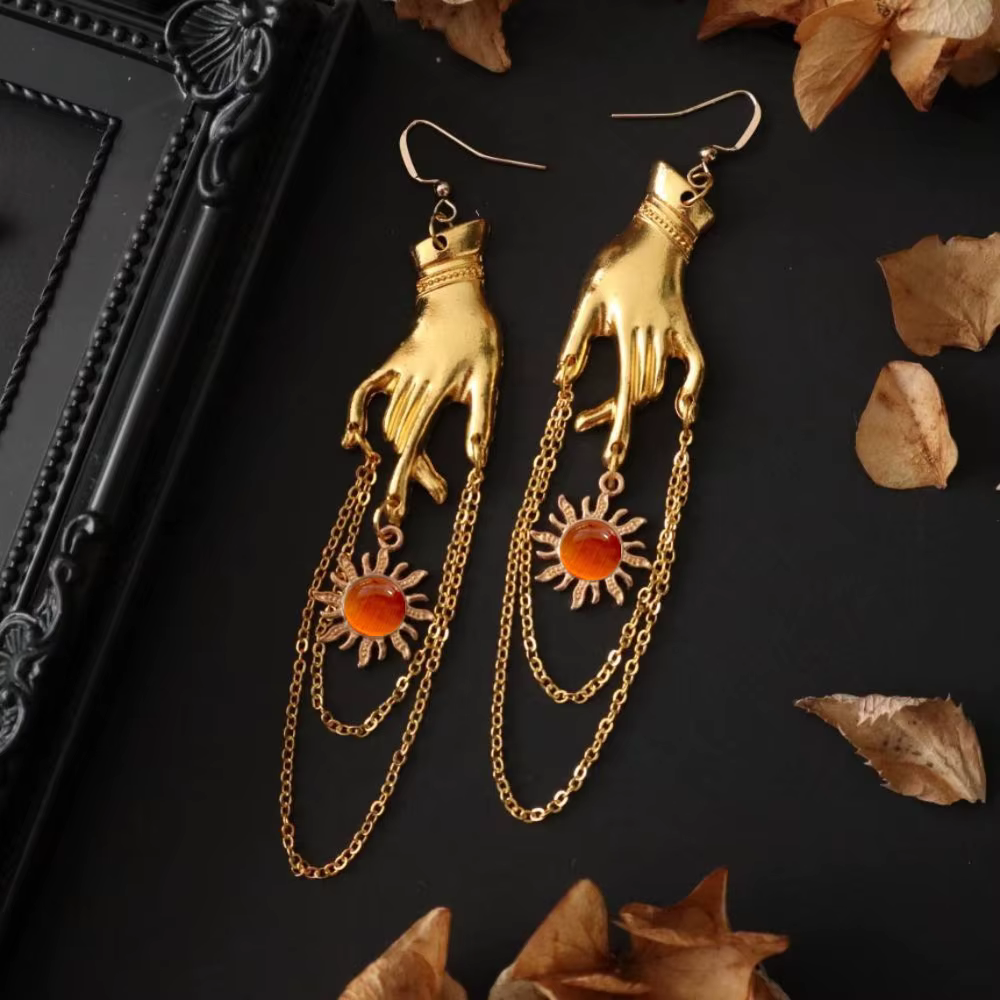 Boucles d'oreilles gothiques Hip Hop couleur or pour femmes