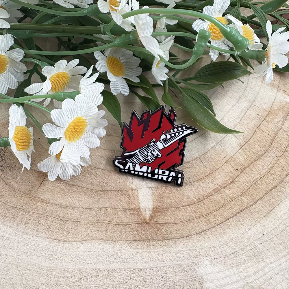 Punk 2077 samouraï-guitare Logo émail broche Anime périphérique métal épinglette accessoire de mode Fans cadeau Souvenir Collection