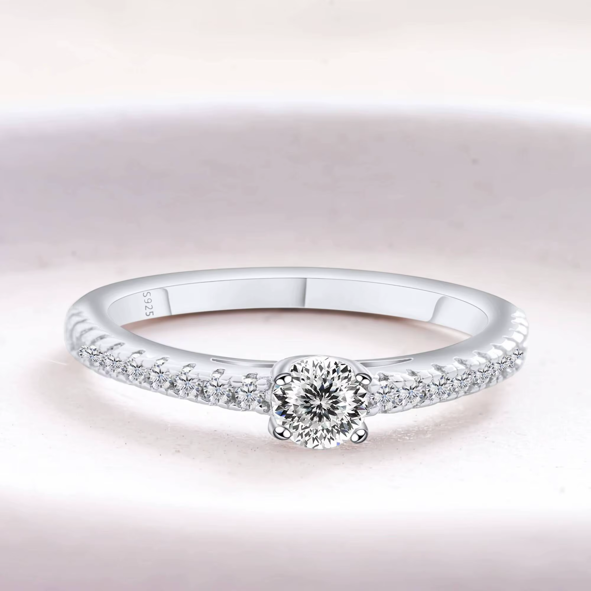 Bague Moissanite 0, 3 ct pour couples