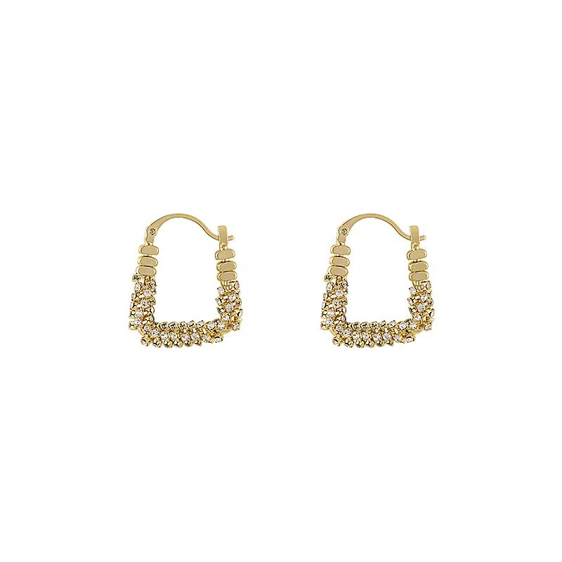Conception du nouvel an: Micro ensemble géométrique irrégulier boucles d'oreilles en métal Zircon accessoires d'oreille de luxe pour les femmes en 2025 bijoux de mode