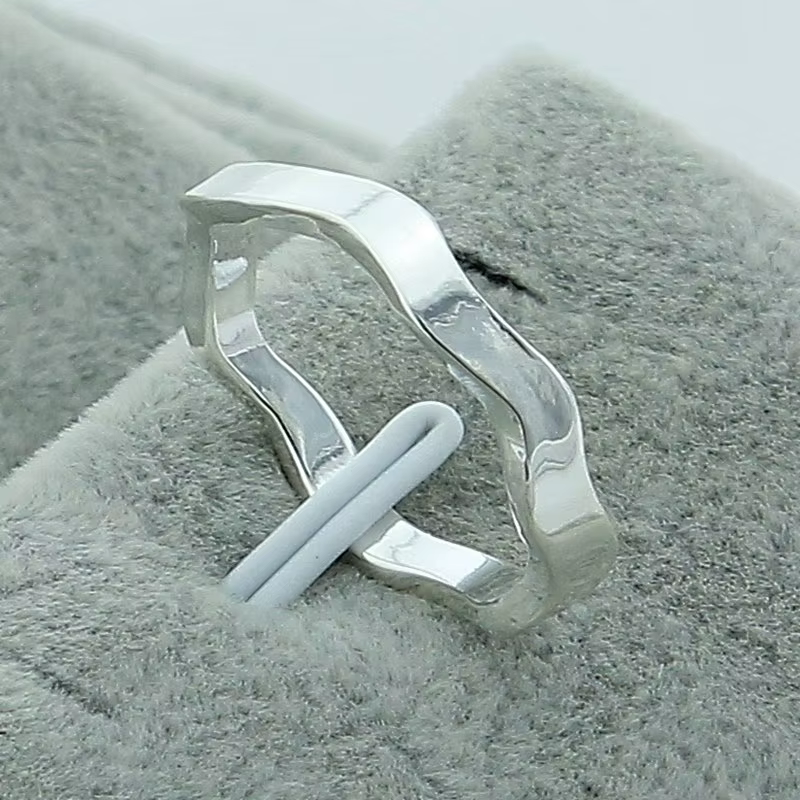 Bague incurvée simple en argent Sterling 925 pour femmes