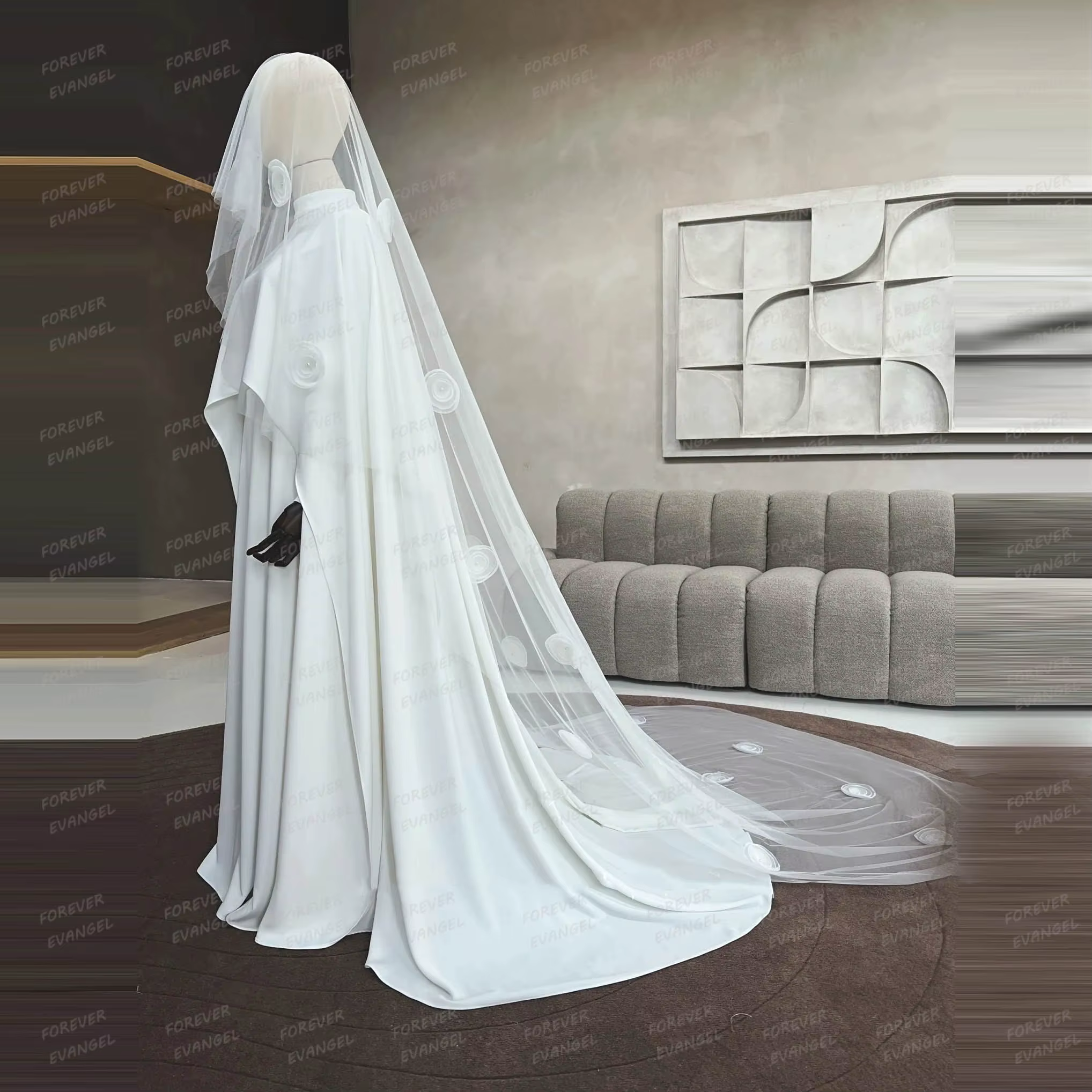 Robes De mariée musulmanes formelles simples une ligne femme à manches longues
