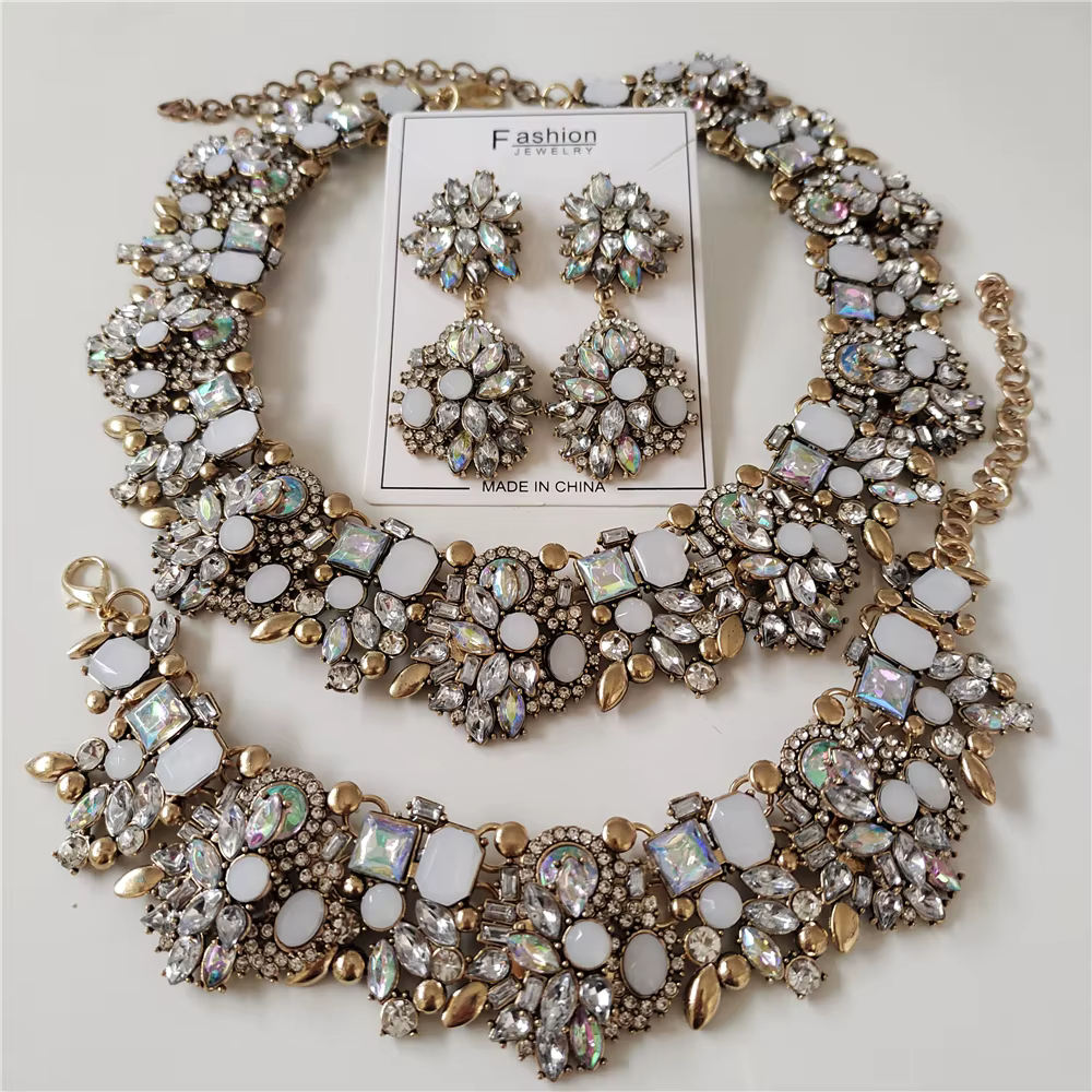 Ensemble de bijoux de luxe en cristal biscuits pour femmes