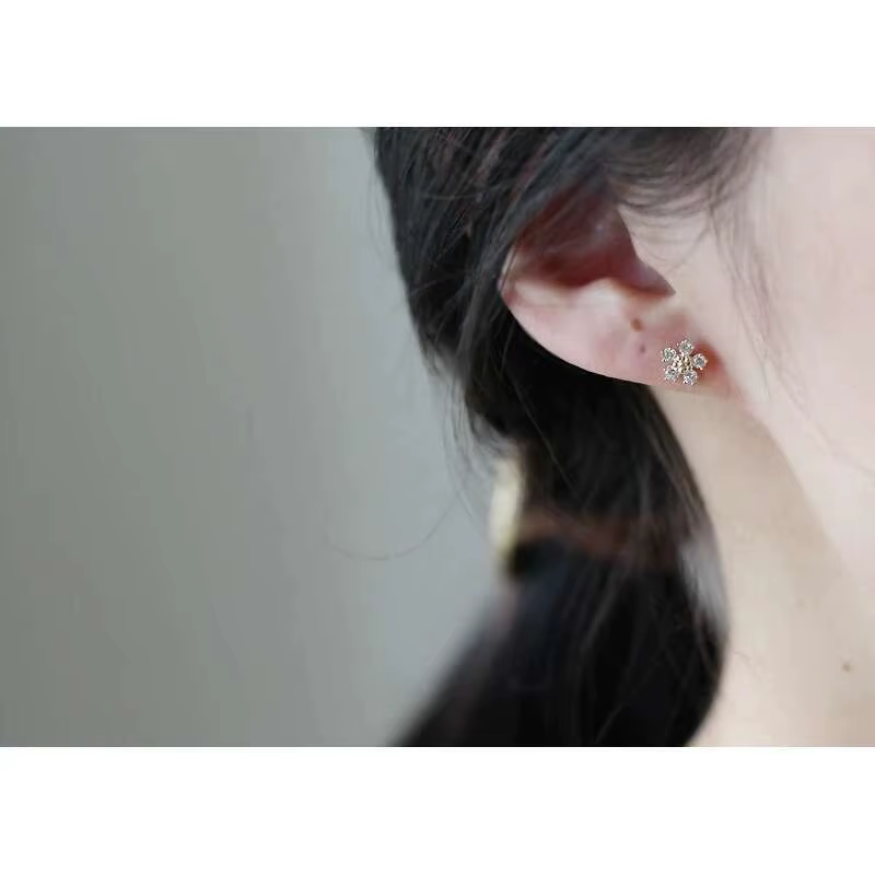GOLDtutu – boucles d'oreilles cinq diamants en or pur 9k pour femmes