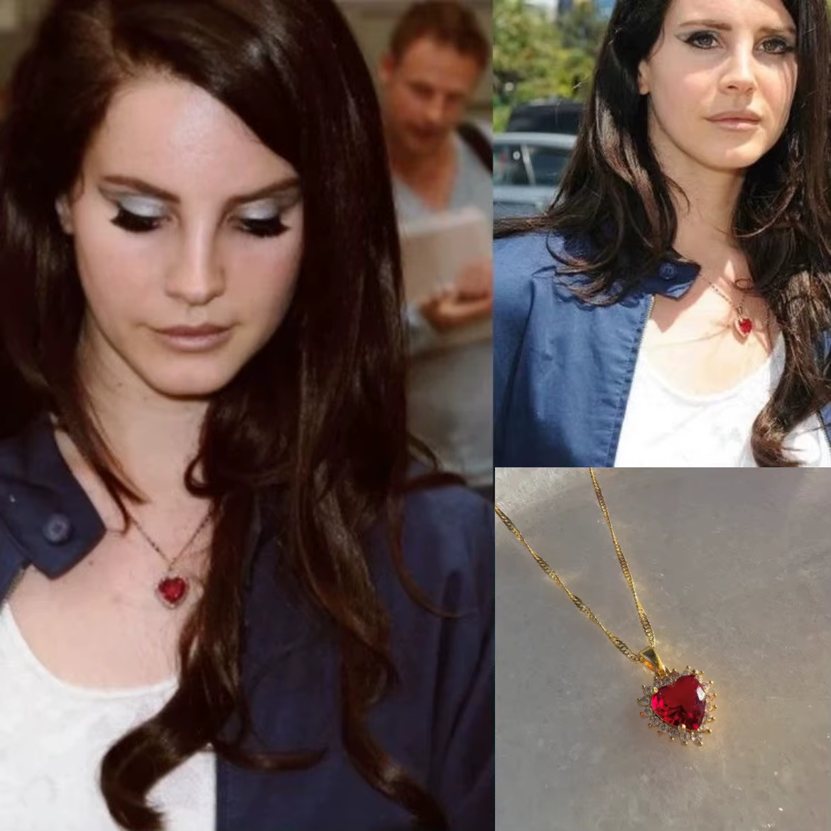 CARLIDANA Lana Del Rey collier exquis princesse assortiment rubis cristal coeur
