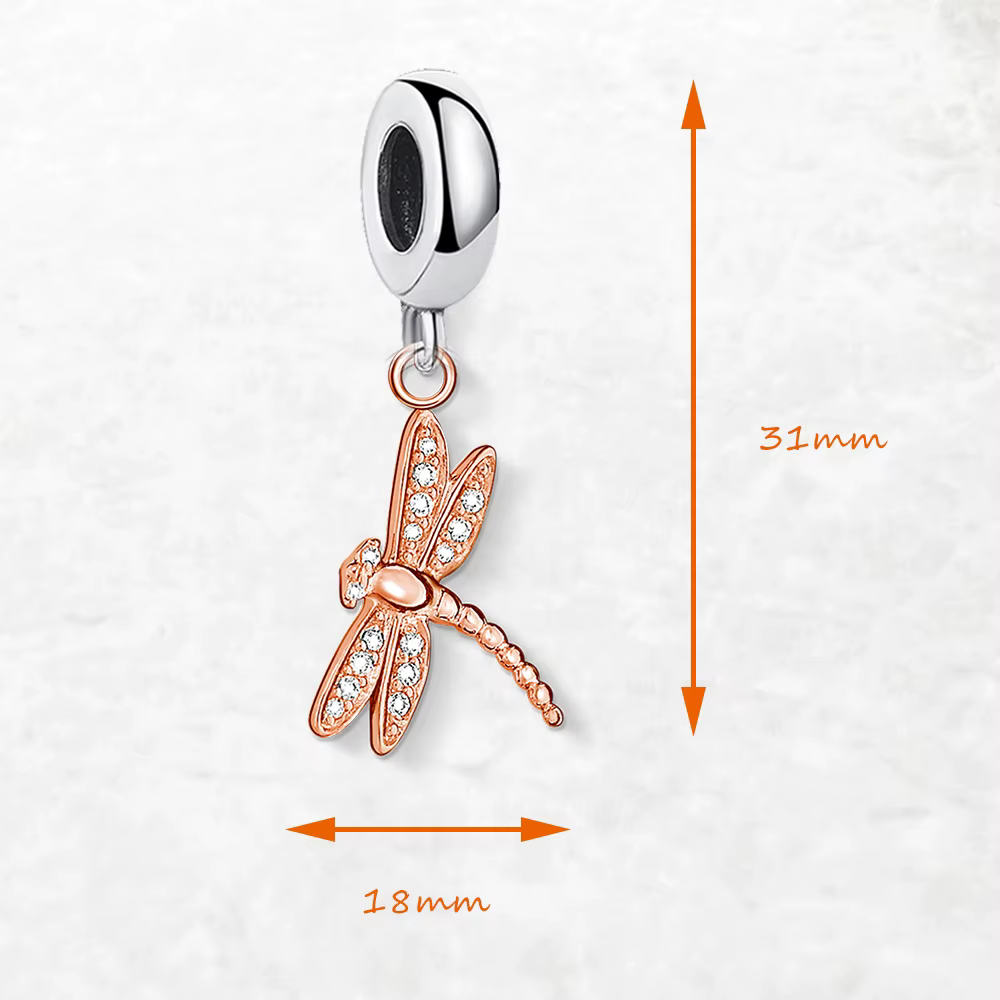 Pendentif libellule plaqué or rose pour femme