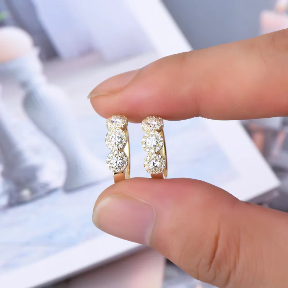 M-JAJA Halo Moissanite boucles d'oreilles pour femmes 925 en argent Sterling diamant