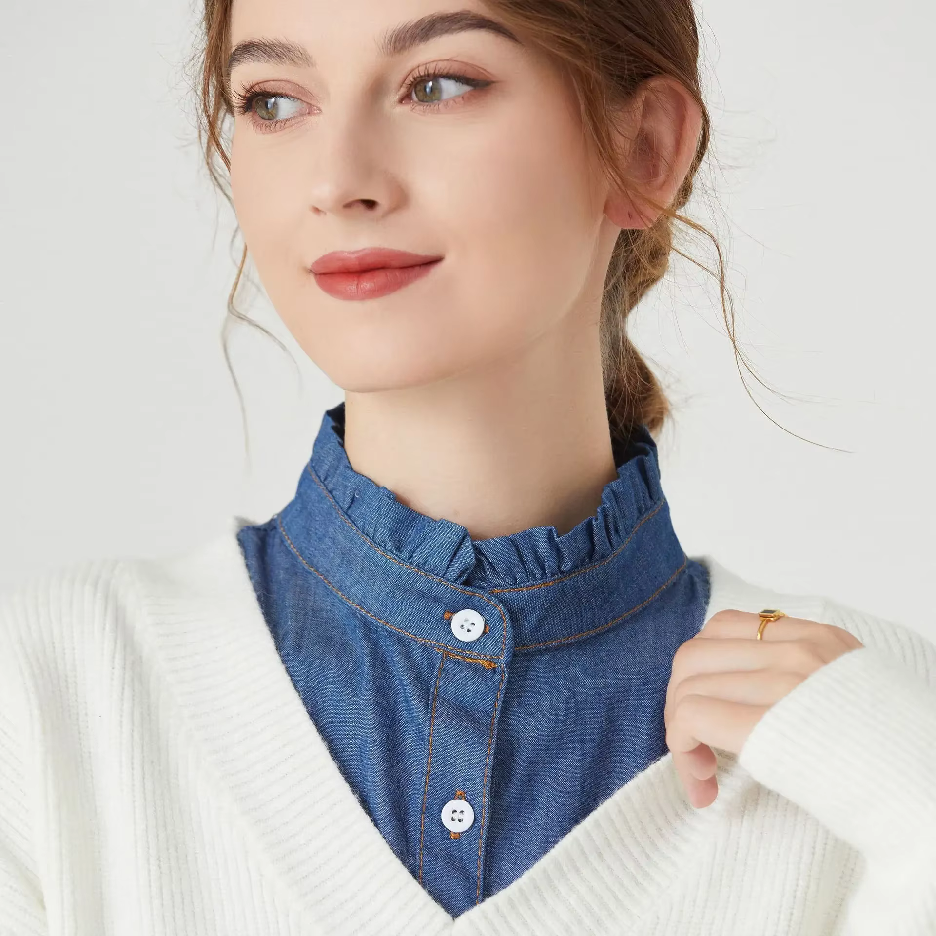 Faux col en dentelle pour pull et chemisier pour femme