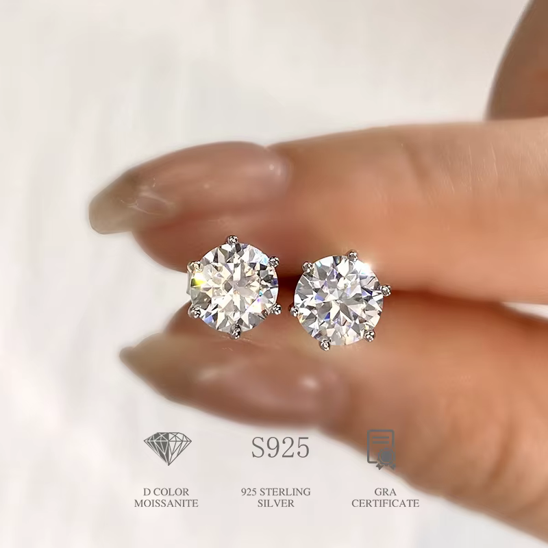 DW 0.1ct-2ct D couleur certifié Moissanite boucles d'oreilles laboratoire créé diamant 925 en argent Sterling plaqué or bijoux fins de mariage