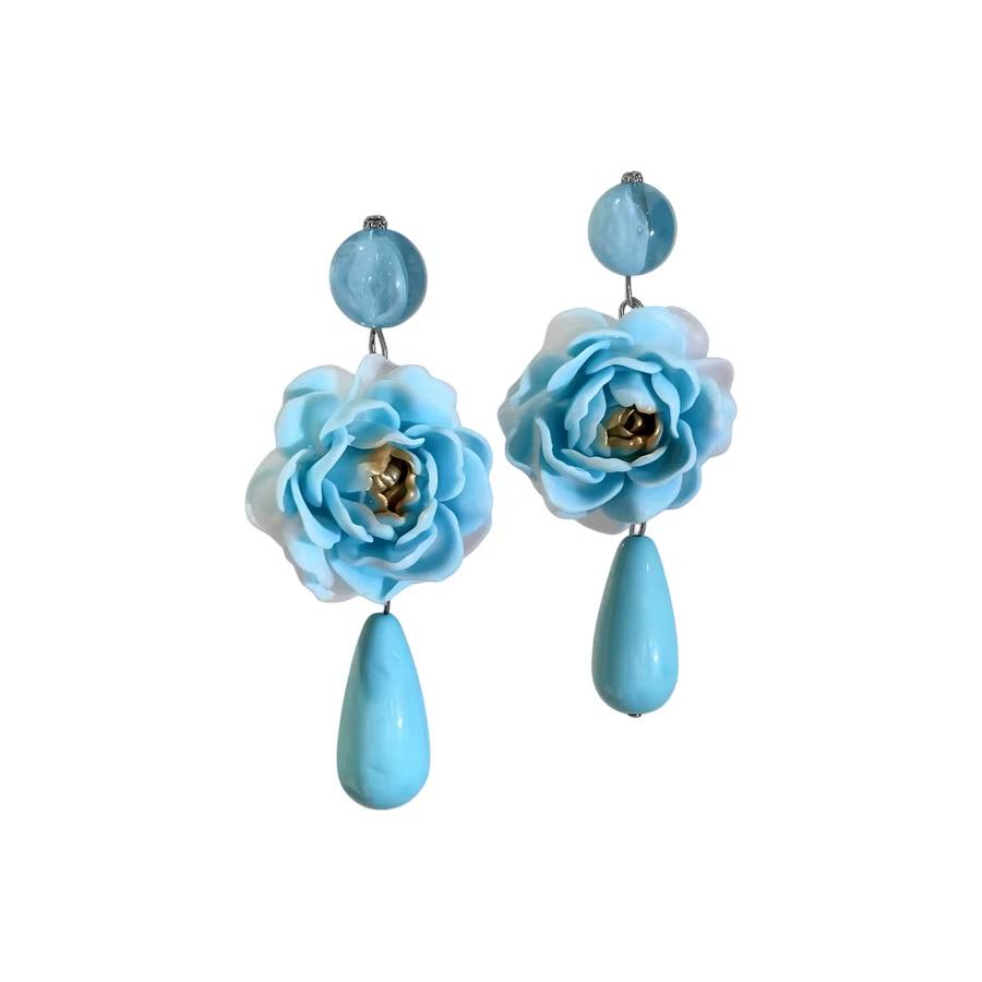 Boucles d'oreilles en perles en forme de goutte de rose