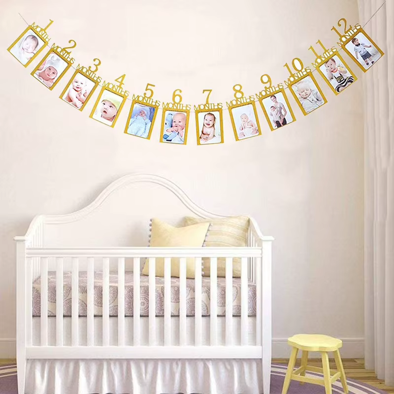 Banderole avec photo pour anniversaire de bébé