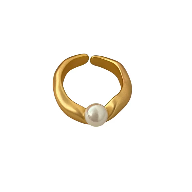 PONYKISS – bague réglable en perles géométriques irrégulières de couleur argent pour femmes