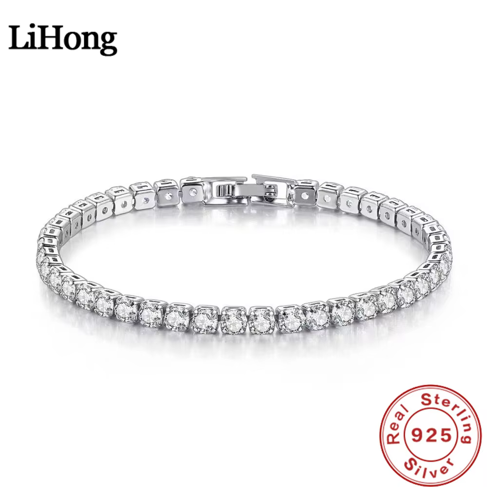 Vehong-Bracelet en argent regardé S925 avec balle de tennis pour femme