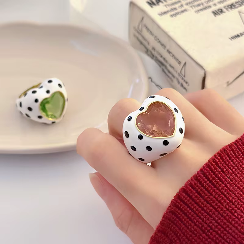 Bague en cristal incrustée de vaches pour femmes, mode coréenne