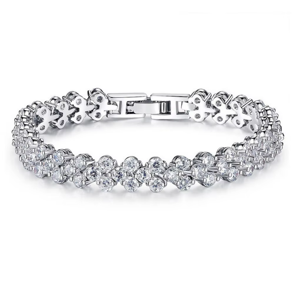 Bracelet en argent Sterling 925 incrusté de Zircon d'amour Aaaaa pour femmes
