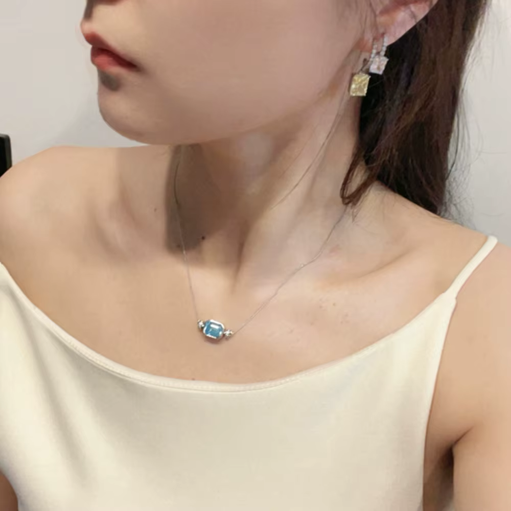 Wong Rain – collier avec pendentif en argent Sterling 925 massif scintillant