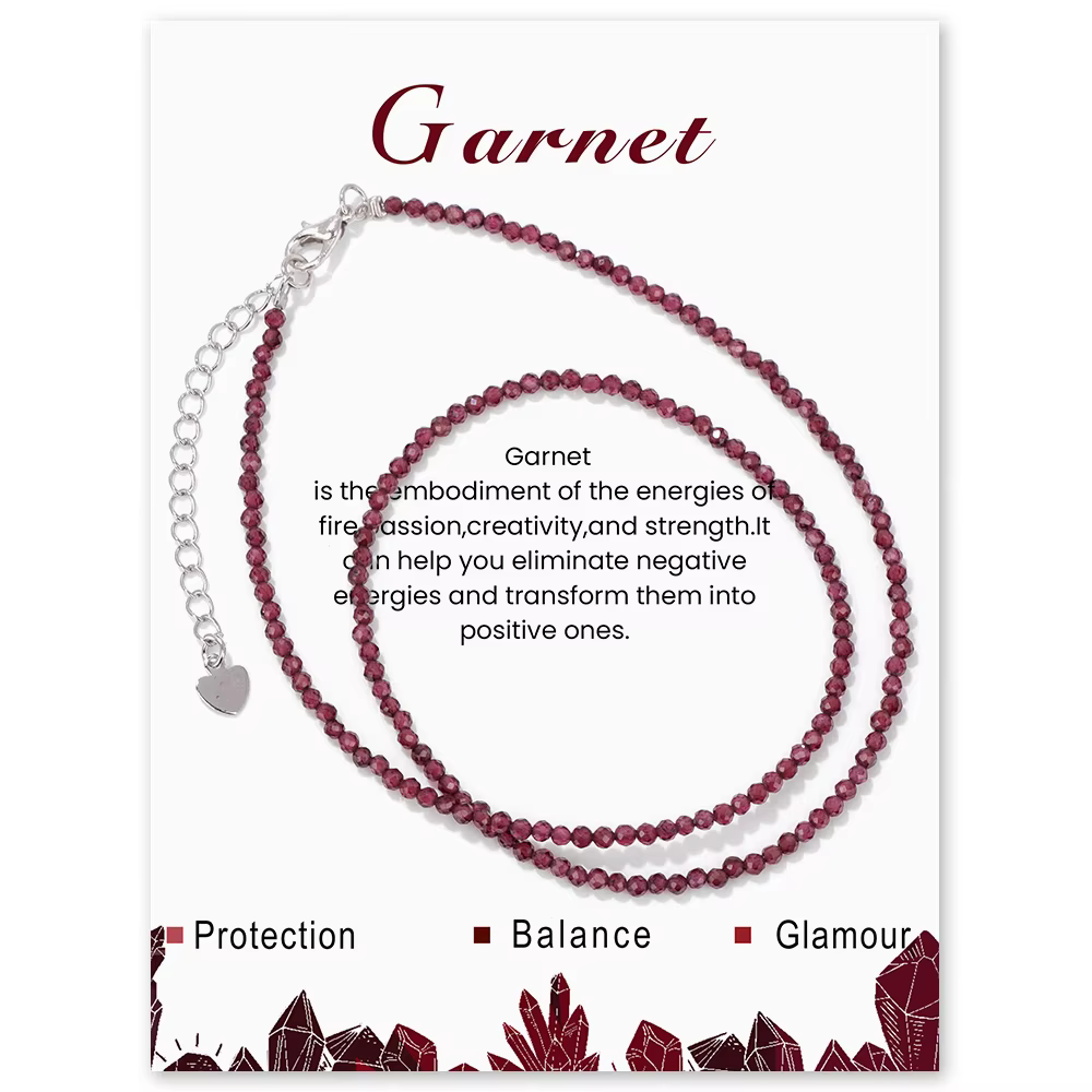 Collier grenat avec pierres précieuses naturelles