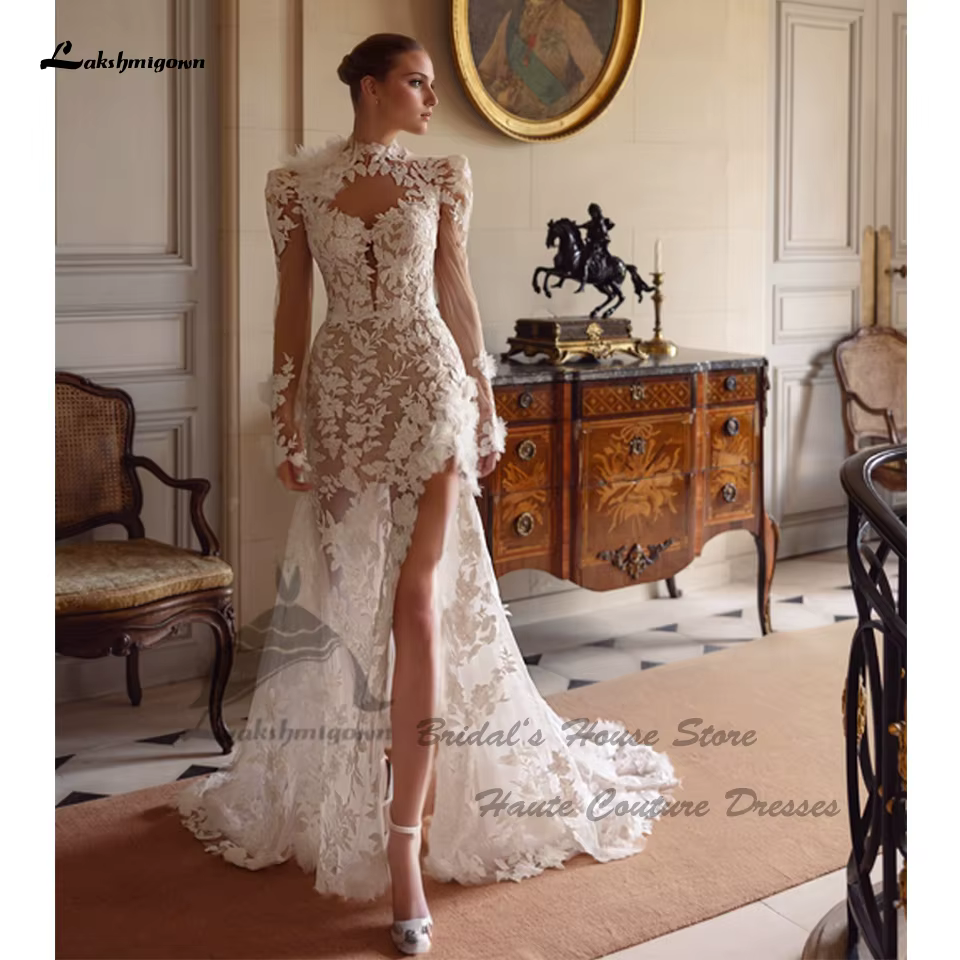 Yanshmigown-Robes de mariée sirène en dentelle de luxe pour femmes