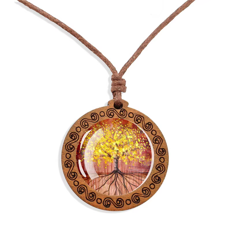 Collier arbre de vie en bois