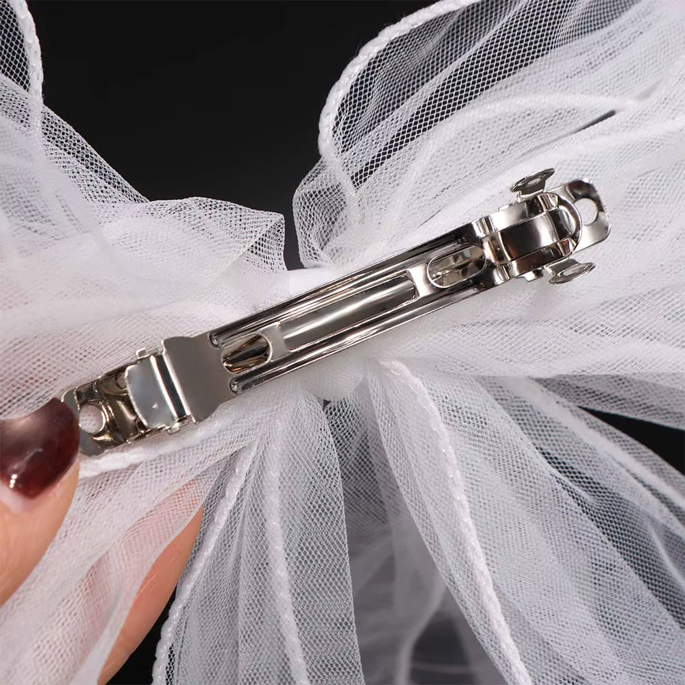 Voile de mariée rétro multicouche en dentelle et tulle blanc