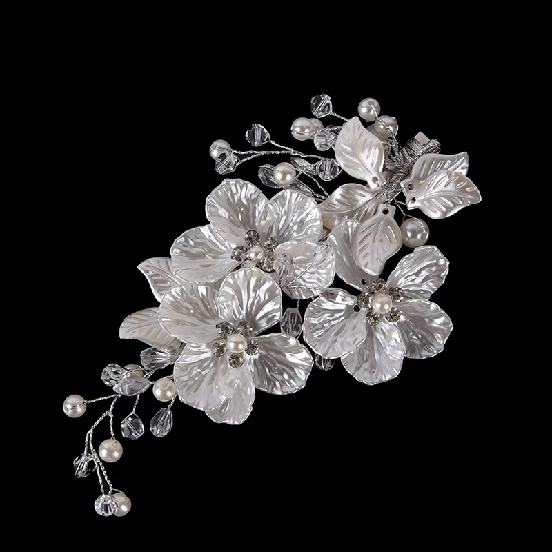 Pince à cheveux de mariée de luxe en cristal et perles