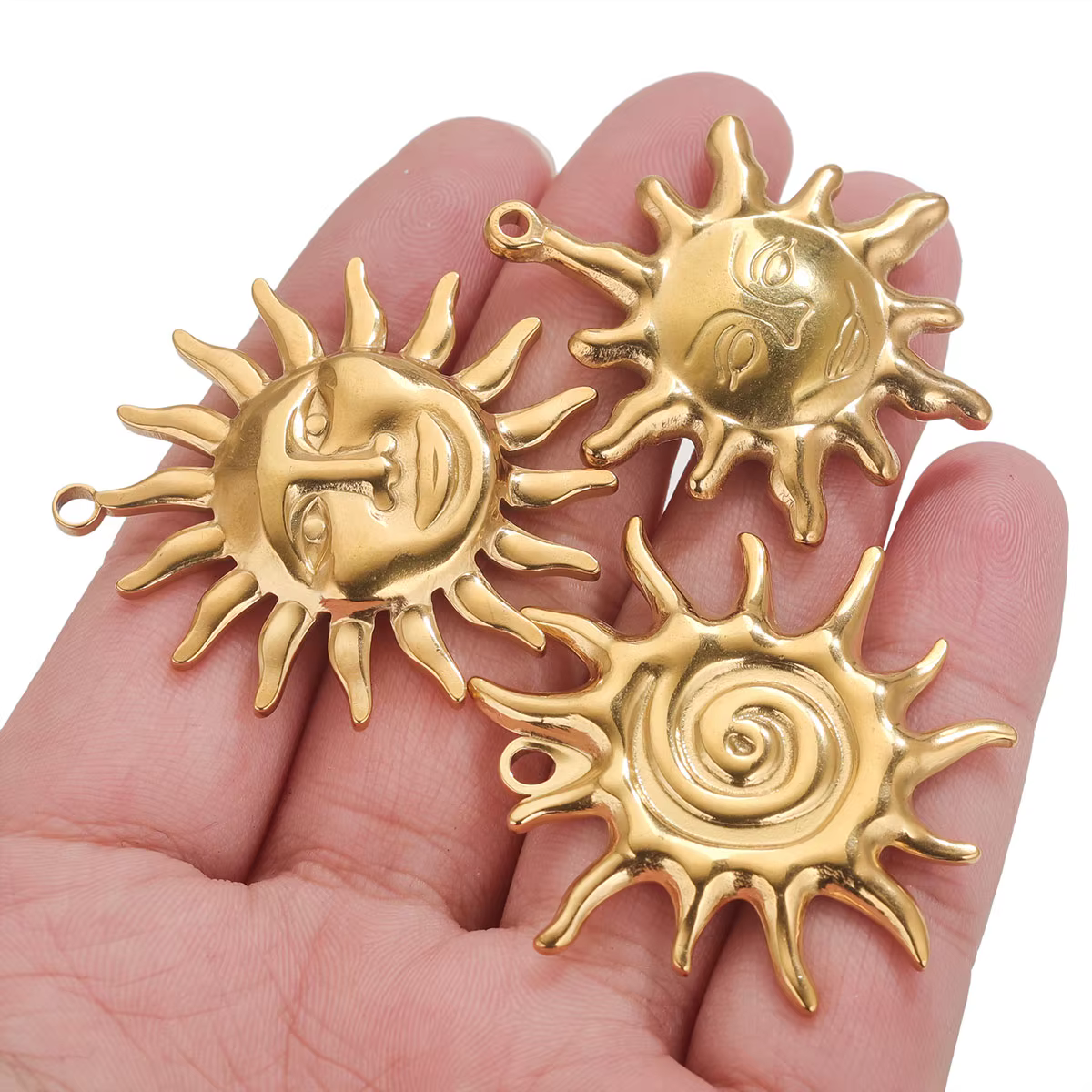Pendentif soleil visage Smiley en acier inoxydable