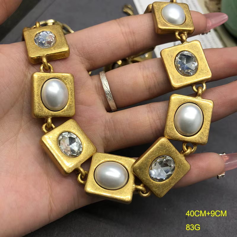 Collier de perles diamant vintage pour femme