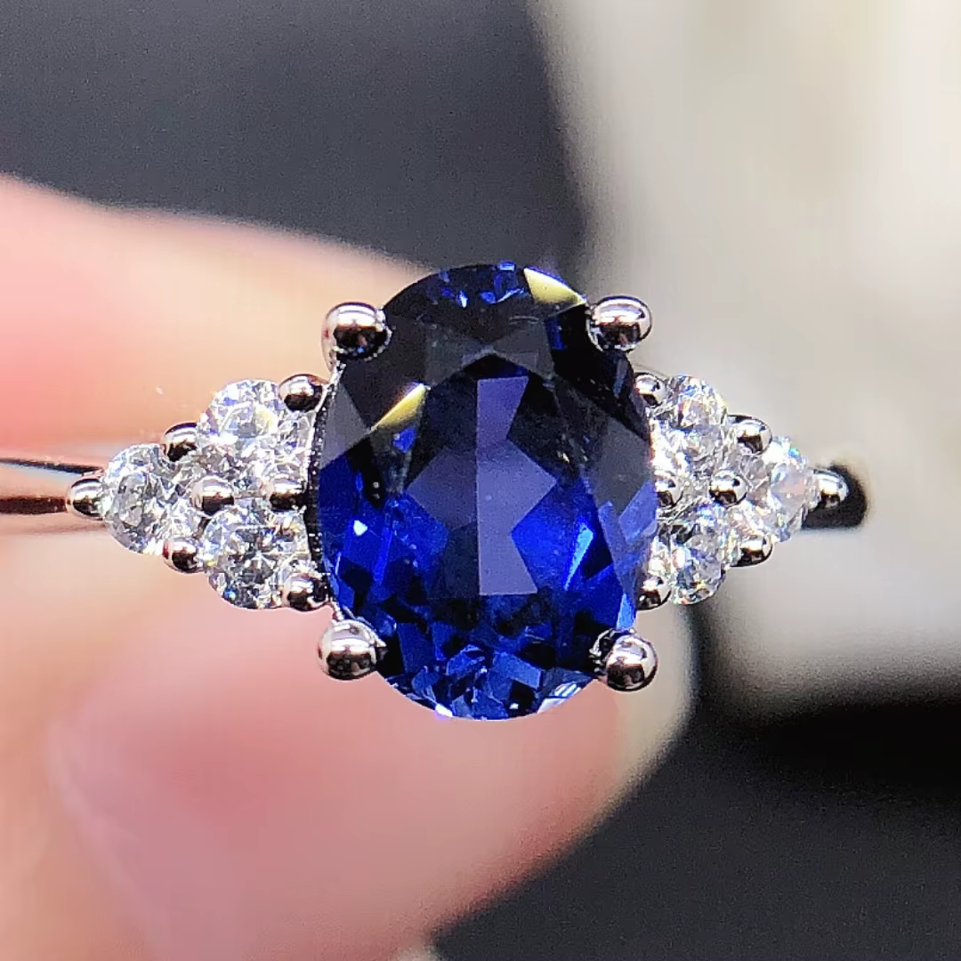 Bague de mariage en diamant bleu
